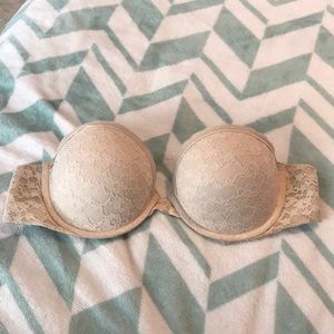 nude lace push-up strapless bra!!!